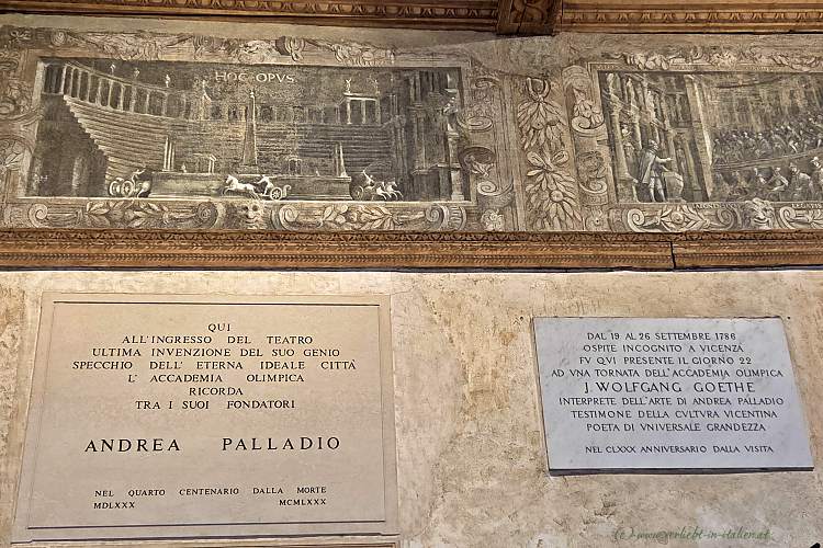 2 Marmortafeln mit Palladio und Goethe Teatro Olimpico