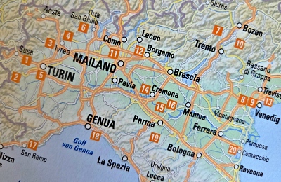 Landkarten Ausschnitt Italien Nord